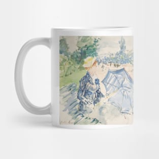 A Woman Seated at a Bench on the Avenue du Bois by Berthe Morisot Mug